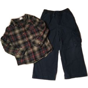 Flannel Navy blue and brown outfit size 4t